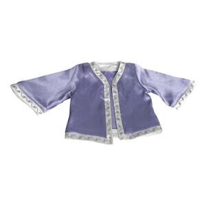 American Girl Doll Nellie Pajama Top Purple Satin Pjs Accessory Button Up Floral